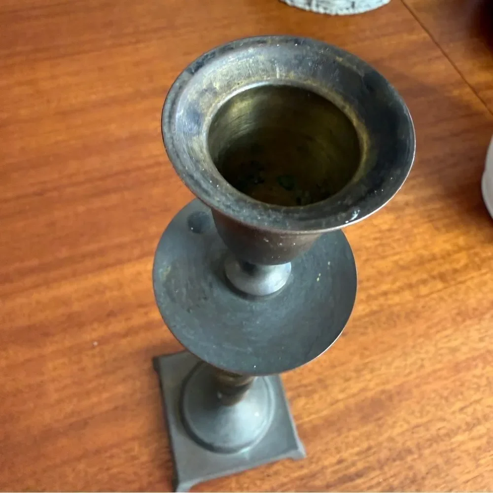 Vintage MCM Twist Brass Candlestick Holder 12.5